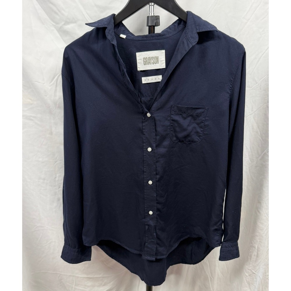 Anthropologie's Grayson The Hero Women's Lyocell‎ Buttondown in Navy Sz 03